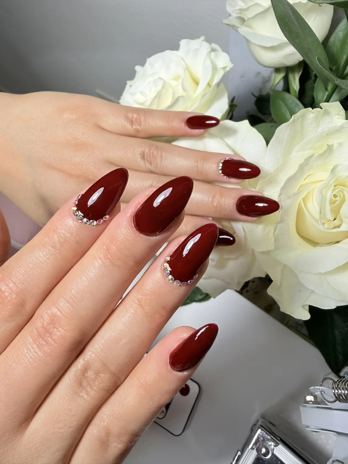 Burgundy manicure